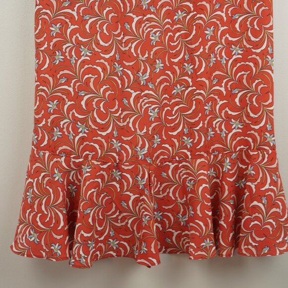 Max‎ Studio Coral Blue Floral Ruffled Maxi Skirt Size Small - Picture 7 of 9